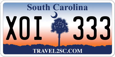SC license plate XOI333
