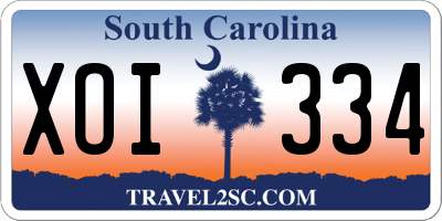 SC license plate XOI334