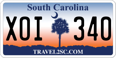 SC license plate XOI340