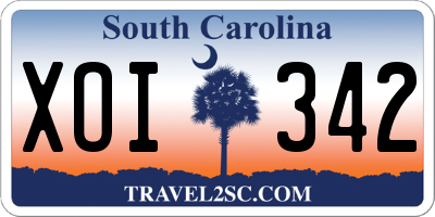 SC license plate XOI342