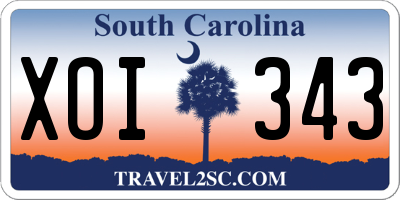 SC license plate XOI343