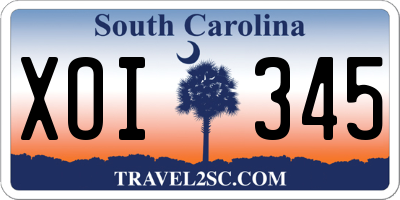SC license plate XOI345