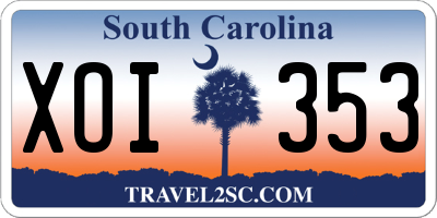 SC license plate XOI353