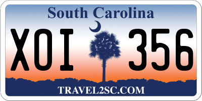 SC license plate XOI356