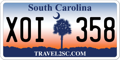SC license plate XOI358