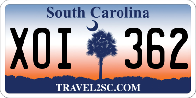 SC license plate XOI362