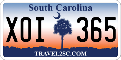SC license plate XOI365