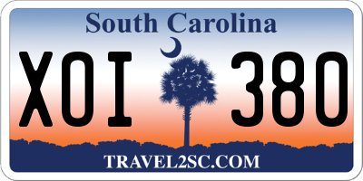 SC license plate XOI380