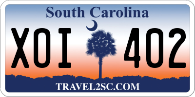SC license plate XOI402
