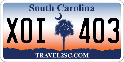SC license plate XOI403