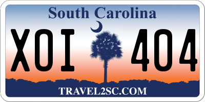 SC license plate XOI404