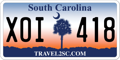 SC license plate XOI418