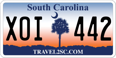 SC license plate XOI442