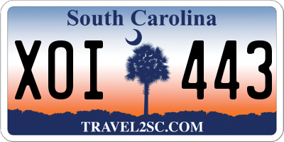 SC license plate XOI443