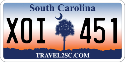 SC license plate XOI451