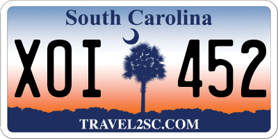 SC license plate XOI452