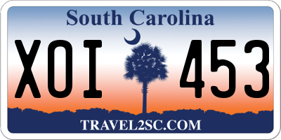 SC license plate XOI453