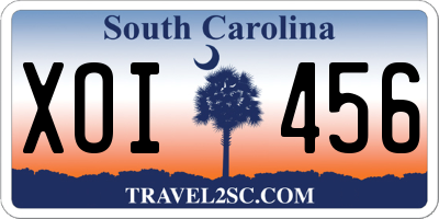 SC license plate XOI456