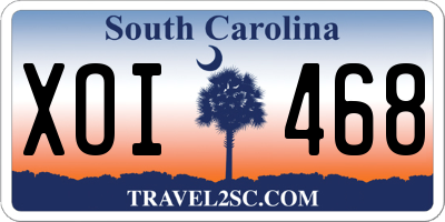 SC license plate XOI468