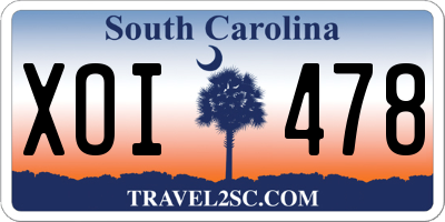 SC license plate XOI478