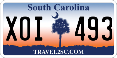 SC license plate XOI493