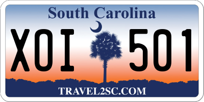 SC license plate XOI501