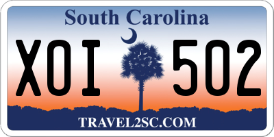 SC license plate XOI502