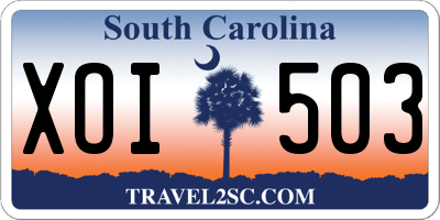 SC license plate XOI503