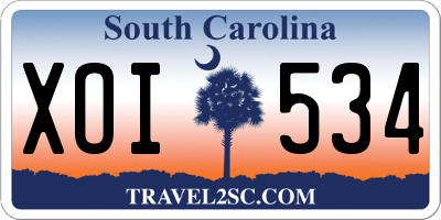 SC license plate XOI534