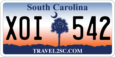 SC license plate XOI542