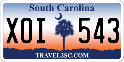 SC license plate XOI543