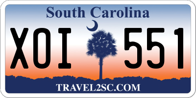 SC license plate XOI551