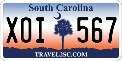 SC license plate XOI567