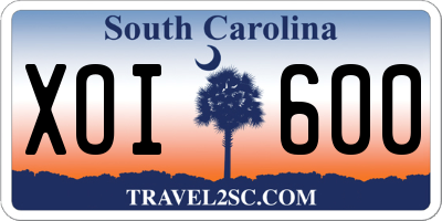 SC license plate XOI600