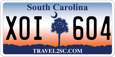 SC license plate XOI604