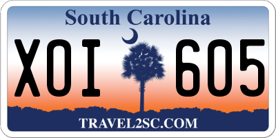 SC license plate XOI605