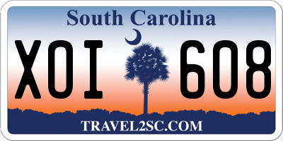SC license plate XOI608