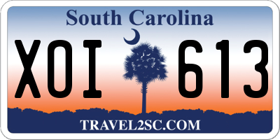 SC license plate XOI613