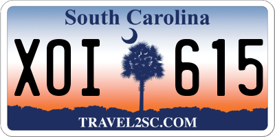 SC license plate XOI615