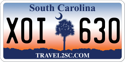 SC license plate XOI630