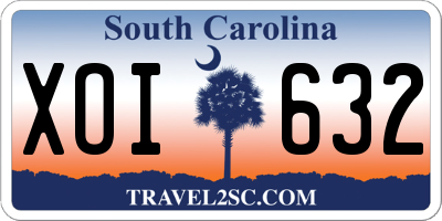 SC license plate XOI632