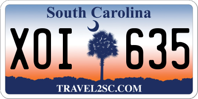 SC license plate XOI635