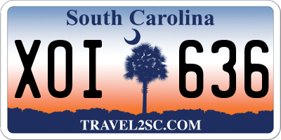 SC license plate XOI636