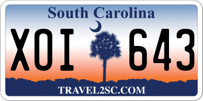 SC license plate XOI643