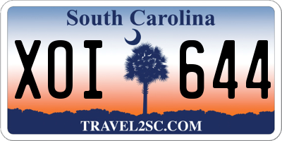 SC license plate XOI644