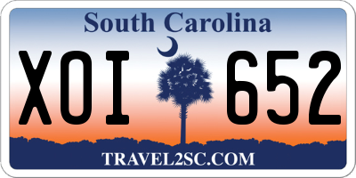 SC license plate XOI652