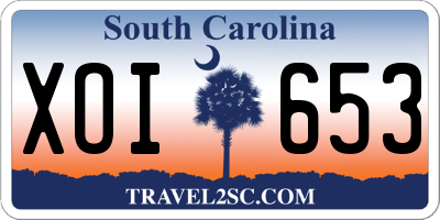 SC license plate XOI653