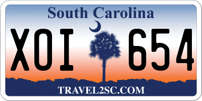 SC license plate XOI654