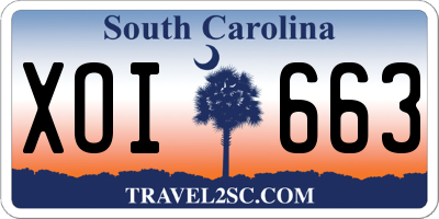 SC license plate XOI663