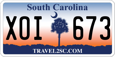 SC license plate XOI673